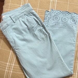 Loft Light Blue Eyelet Hem Chino Pants